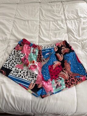 SHEIN Multicolor Patchwork Animal & Floral Athletic Shorts
